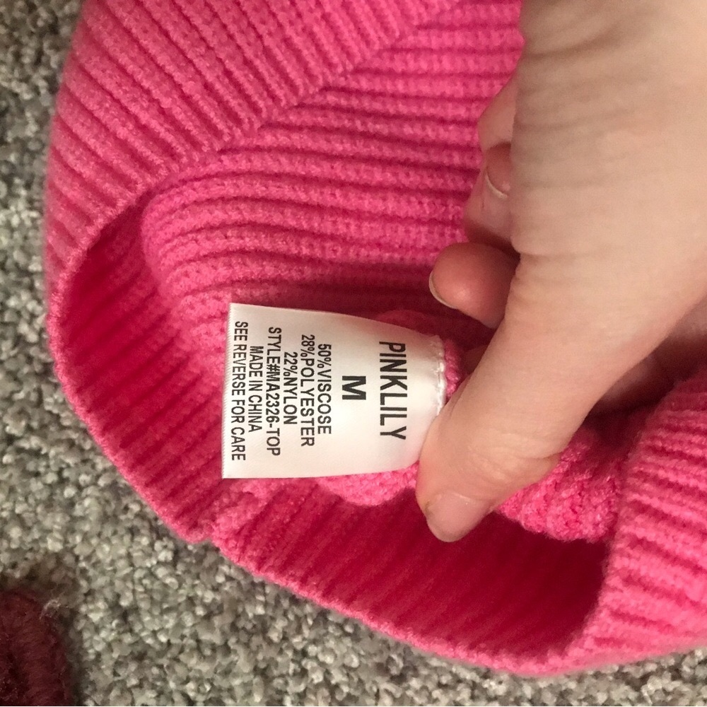 Pink Knit Sweater with Pocket - Picture 4 of 5